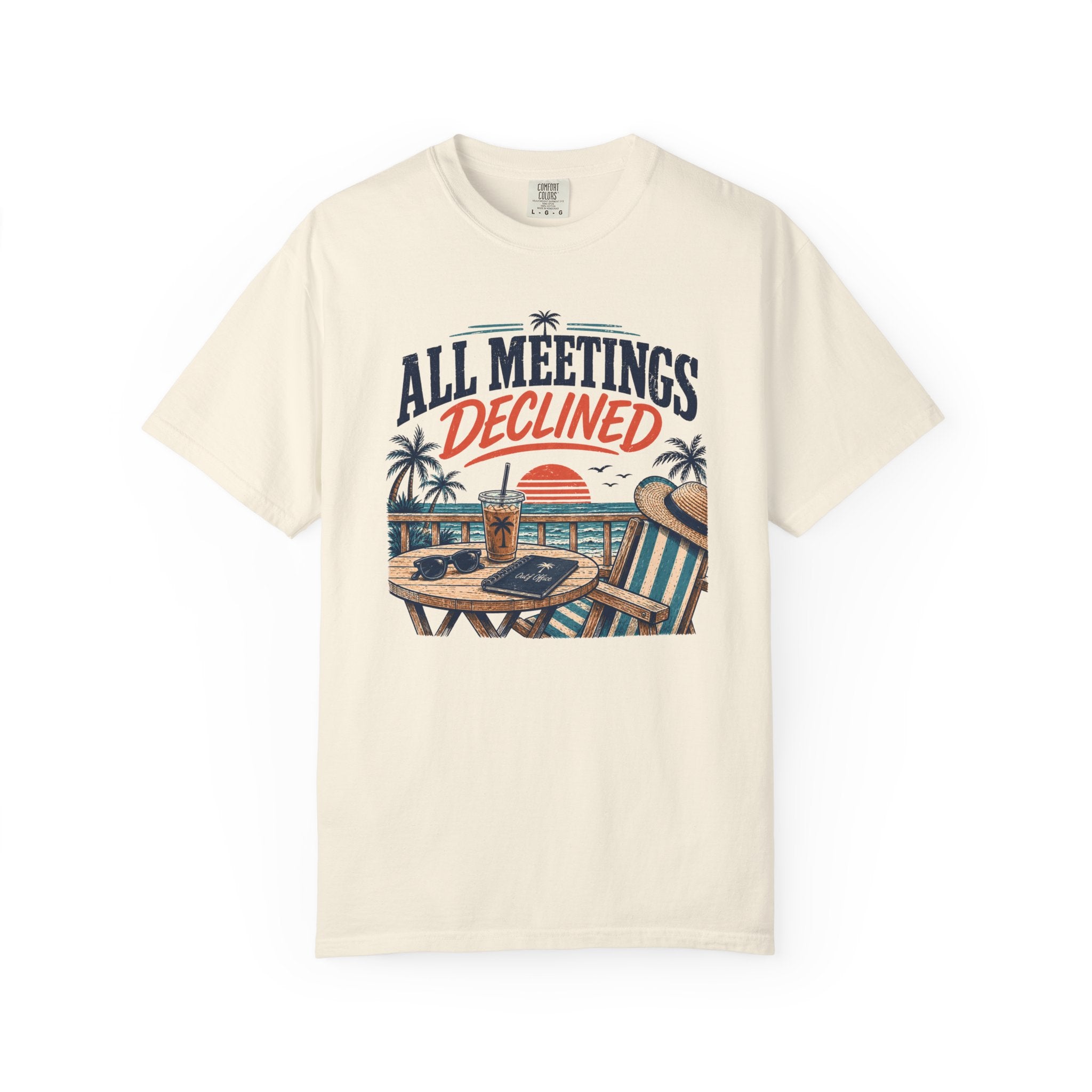 Sandy Standards Beach T-Shirt — 'Expect Less, Vacation More' Relaxed Summer Tee