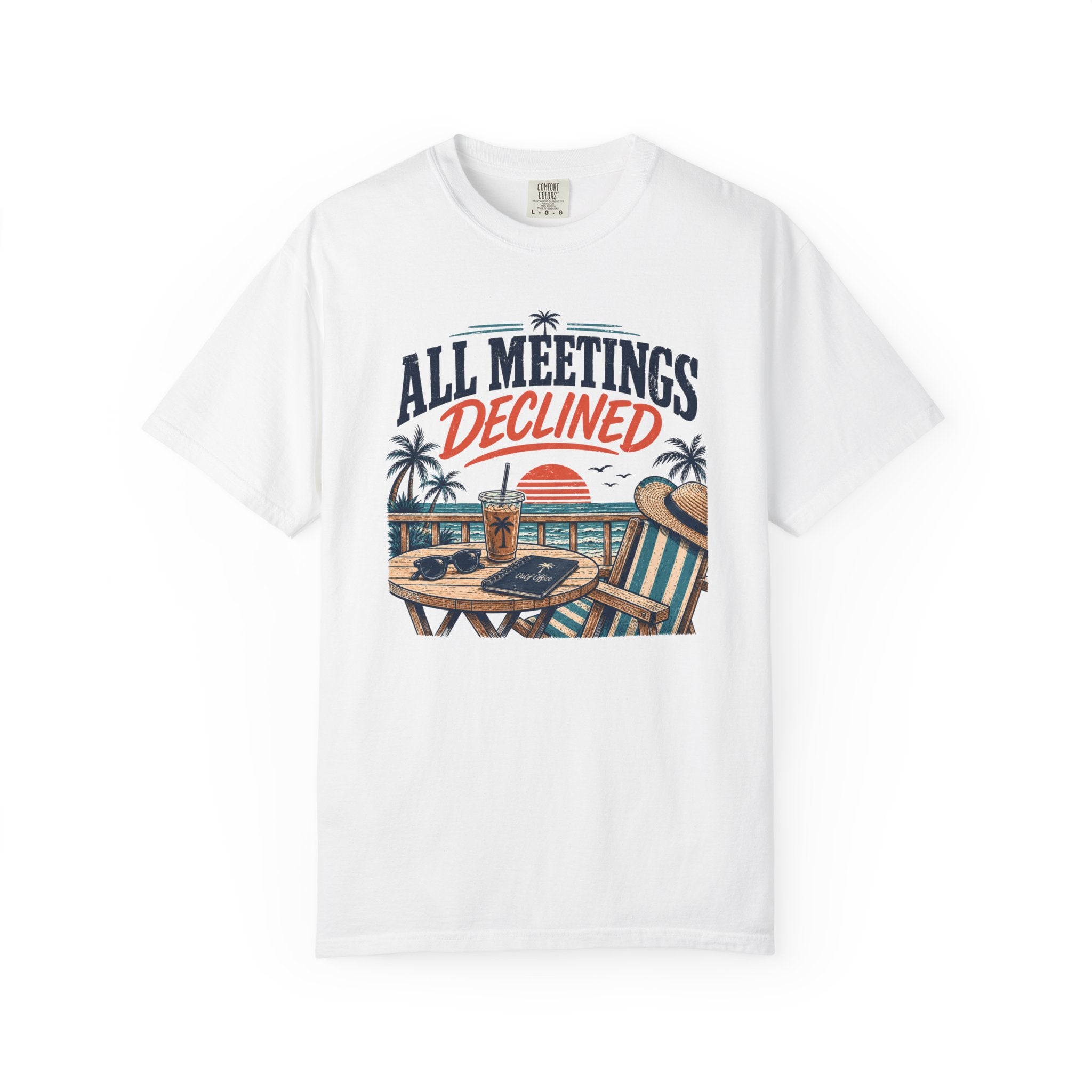 Sandy Standards Beach T-Shirt — 'Expect Less, Vacation More' Relaxed Summer Tee